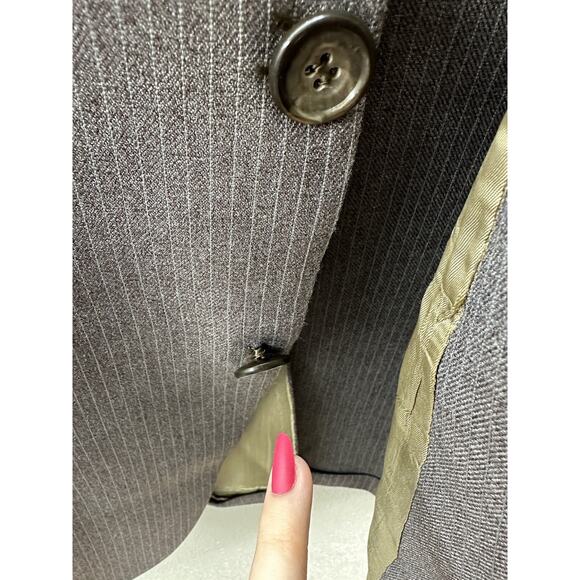 Golden Lancer Mens Suit Coat Size Unknown Brown Striped Single Breasted 2 Button - Picture 7 of 15